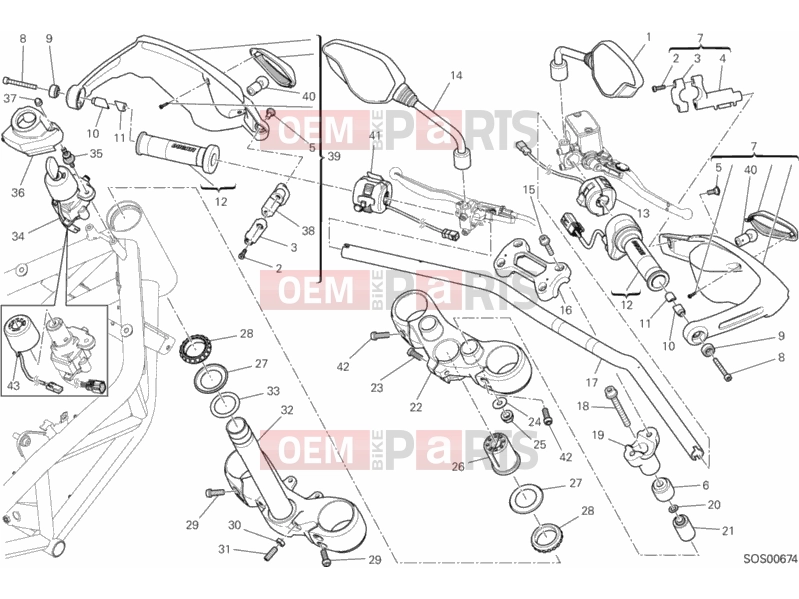 DUCATI 2014 HYPERSTRADA HANDLEBAR AND CONTROLS » HANDLE BAR