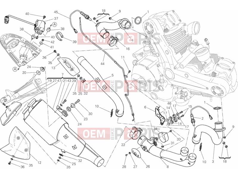 DUCATI 2013 Monster 1100 EVO ANNIVERSARY EXHAUST SYSTEM » EXHAUST SYSTEM