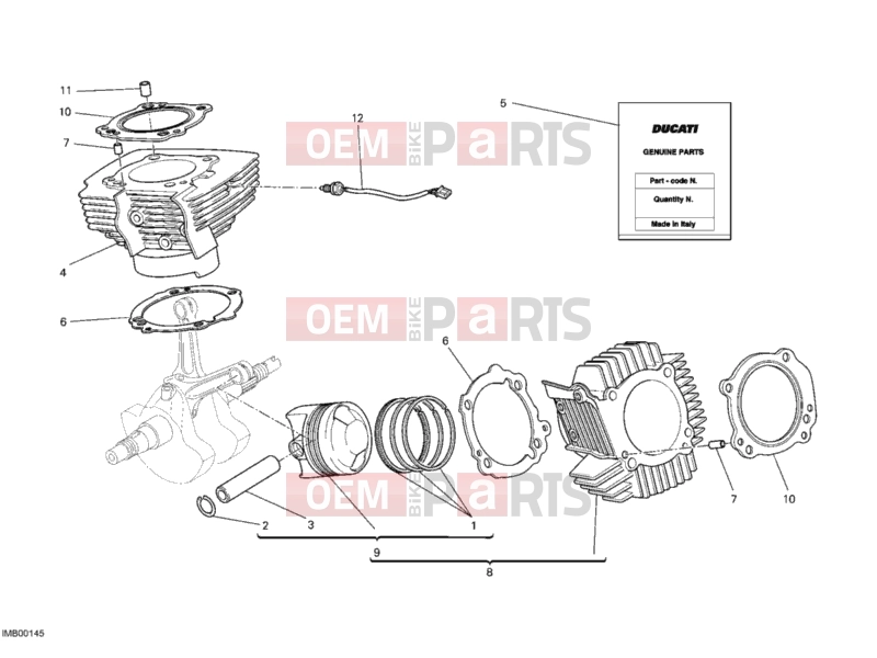DUCATI 2013 Monster 659 ABS CYLINDER - PISTON » ENGINE CASE