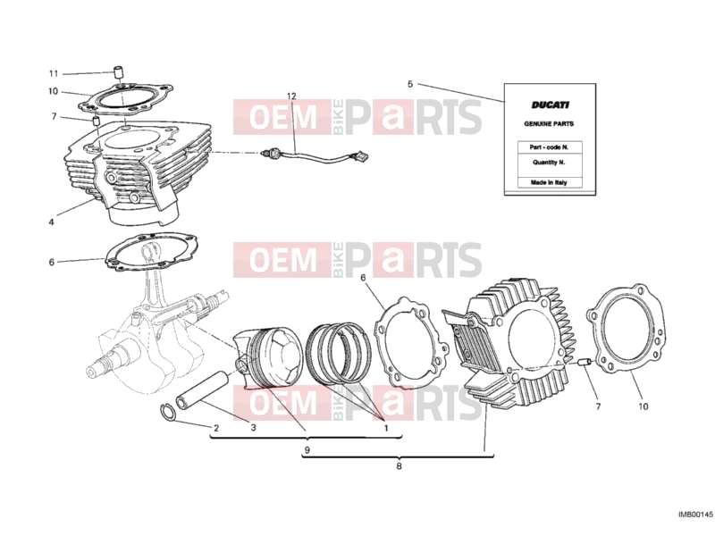 DUCATI 2012 Monster 696 ABS CYLINDER - PISTON » ENGINE CASE