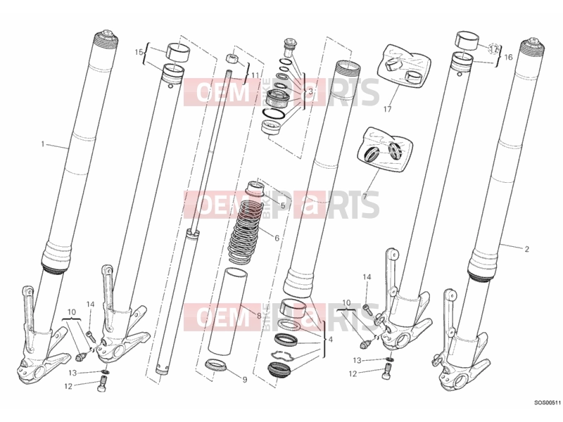 DUCATI 2011 Multistrada 1200 ABS FRONT FORK » FRONT SUSPENSION