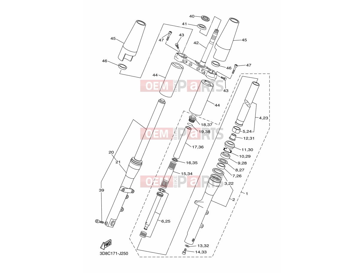 YAMAHA XVS 1300 A Midnight Star XVS1300A 12C6 2012 FRONT FORK