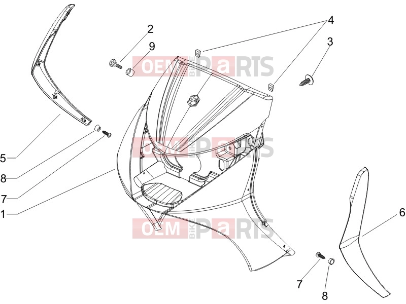 PIAGGIO Beverly 125 Frame - Plastic parts - Coachwork » Front shield