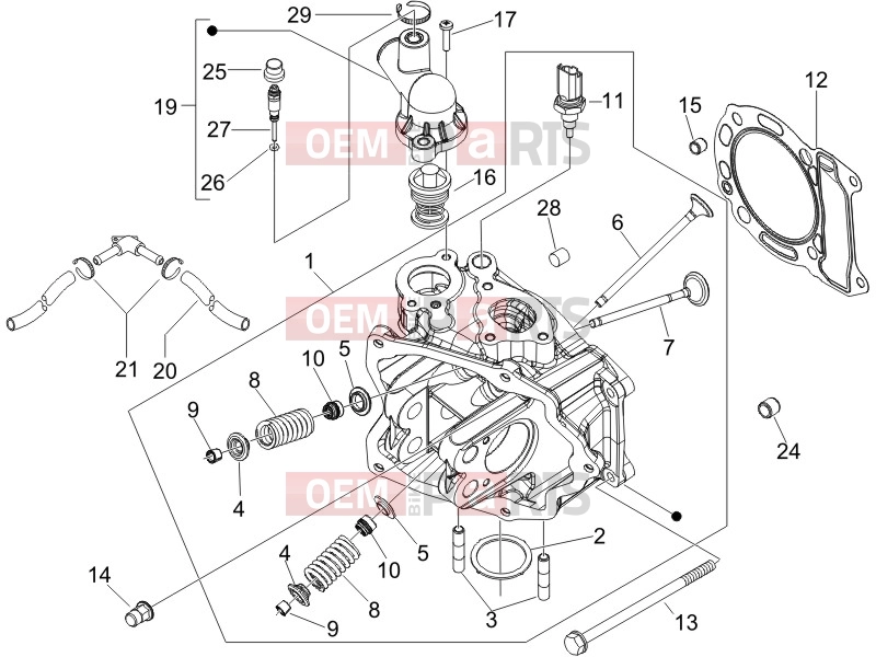 PIAGGIO Beverly 125 Engine » Head unit - Valve