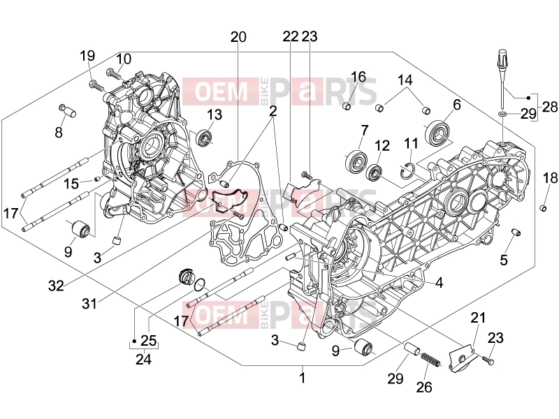 Engine » Crankcase - Piaggio Beverly 125 Tourer 2009