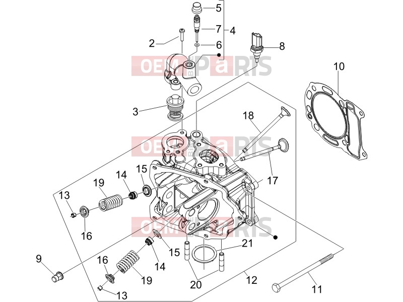PIAGGIO Beverly 250 ie Engine » Head unit - Valve