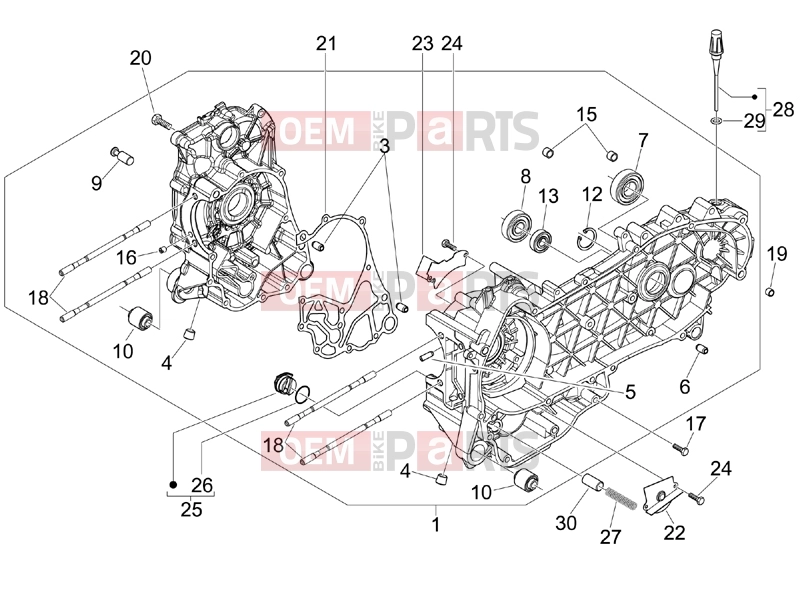 PIAGGIO Beverly 250 ie Engine » Crankcase