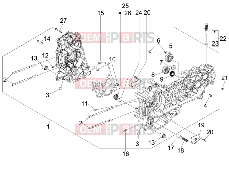 Engine » Crankcase - Piaggio Beverly 300 ie Tourer 2012
