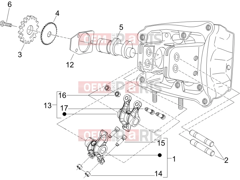 Engine » Rocking levers support unit - Piaggio Beverly 400 ie 2006