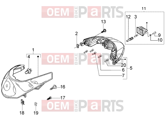 Electrical system » Lights - Piaggio BV 250 (U.S.A.)