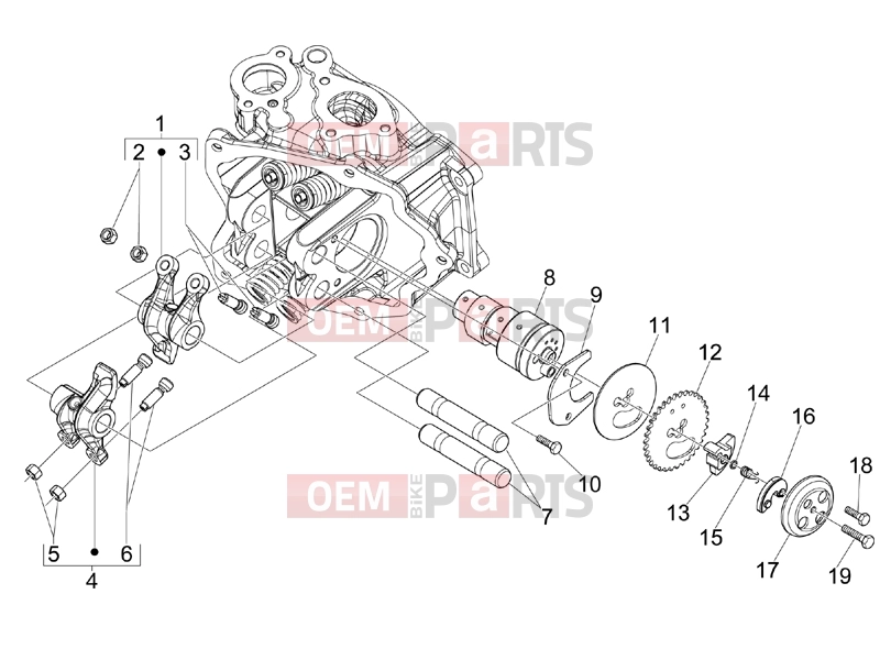 PIAGGIO BV 250 (U.S.A.) Engine » Rocking levers support unit