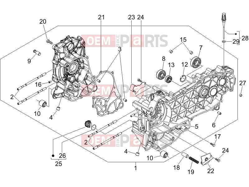 Engine » Crankcase - Piaggio BV 250 (U.S.A.) 2008