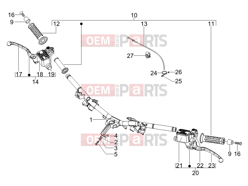 Handlebars/Steering » Handlebars - Master cil. - Piaggio Carnaby 200 2008