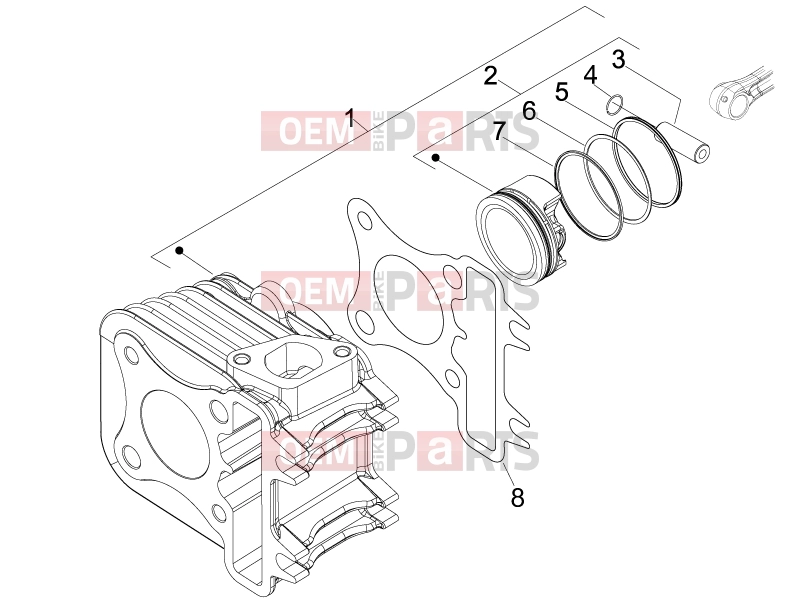 PIAGGIO Fly 100 Engine » Cylinder-piston-wrist pin unit