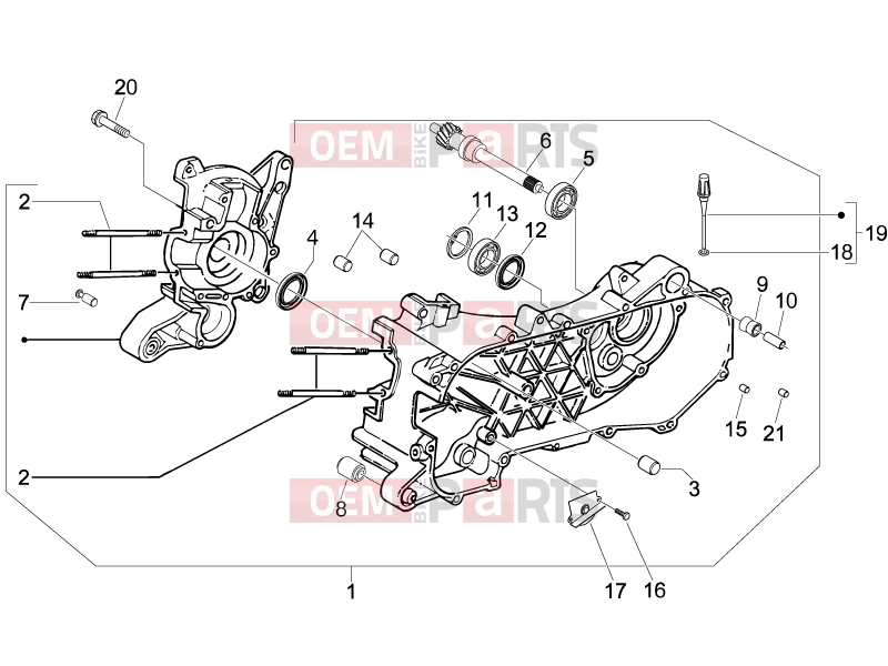 Engine » Crankcase - Piaggio Fly 100 2014