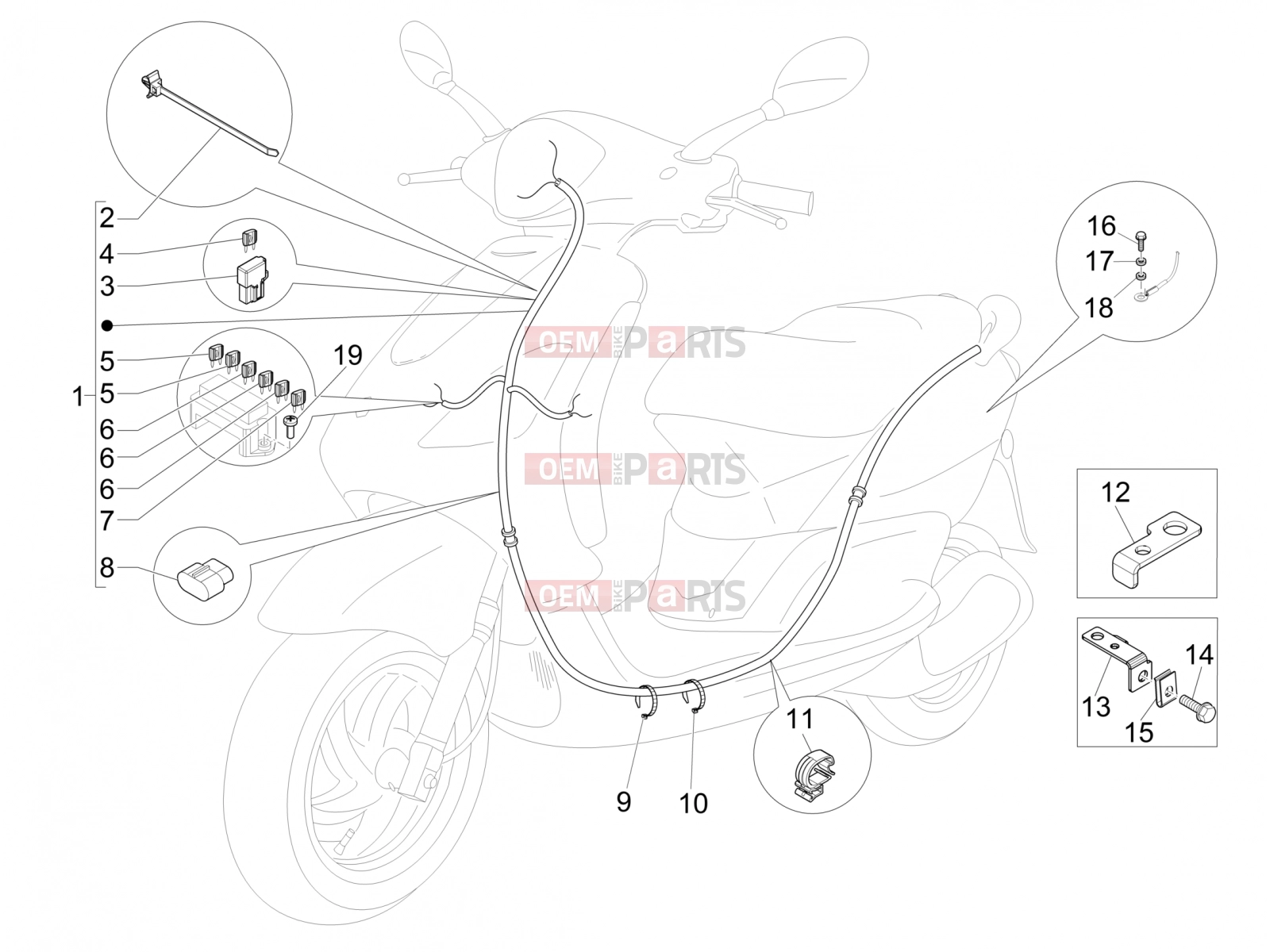 PIAGGIO Fly 150 Electrical system » Main cable harness