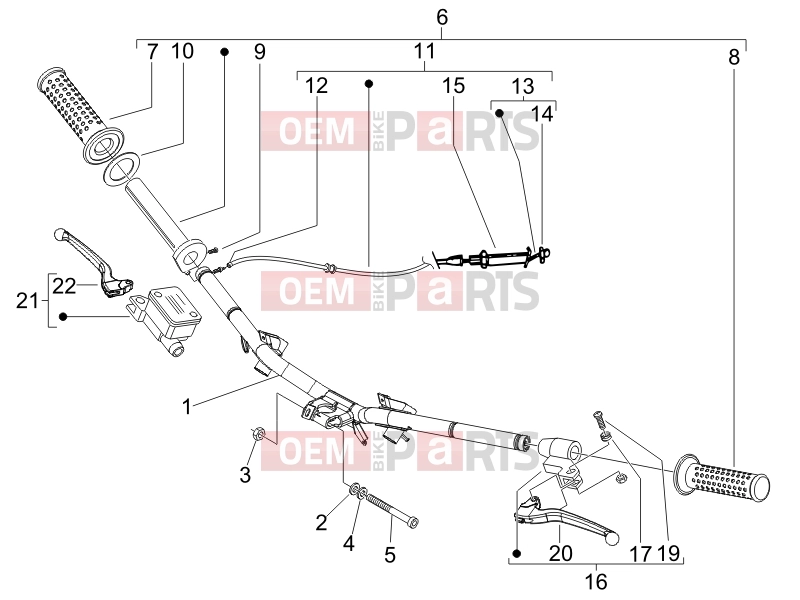 PIAGGIO Fly 50 4T Handlebars/Steering » Handlebars - Master cil.
