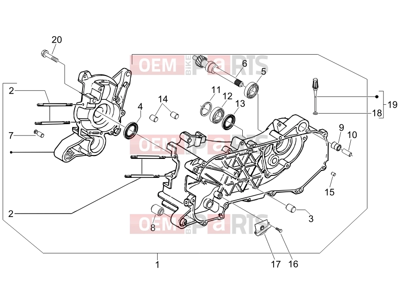 Engine » Crankcase - Piaggio Fly 50 4T 2009