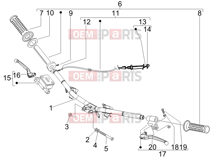 Handlebars/Steering » Handlebars - Master cil. - Piaggio Fly 50 4T 2010