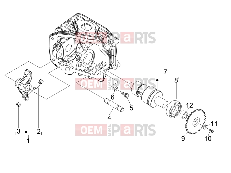 PIAGGIO Fly 50 4T Engine » Rocking levers support unit