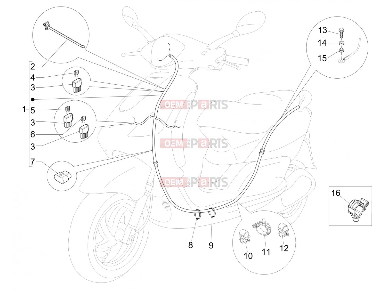 PIAGGIO Fly 50 4T 4V Electrical system » Main cable harness