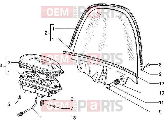 Handlebars » Speedometer (kms)-Windshield - Piaggio Hexagon 125