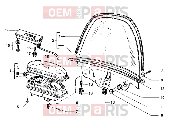 PIAGGIO Handlebars » Speedometer (kms)-Windshield