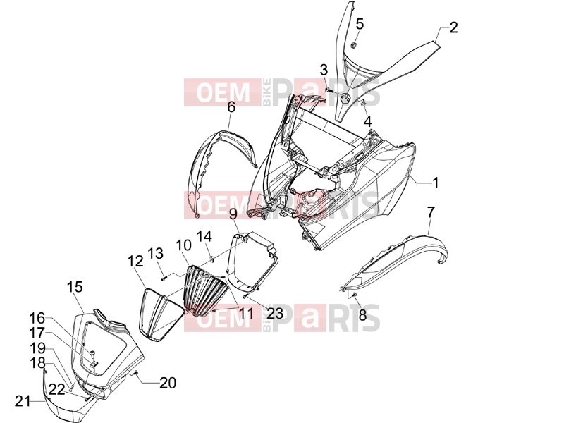 PIAGGIO MP3 125 Hibrid Frame - Plastic parts - Coachwork » Front shield