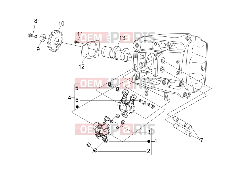 PIAGGIO MP3 400 ie Engine » Rocking levers support unit