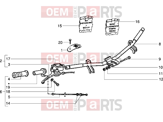 Handlebars » Handlebars component parts - Piaggio NRG MC2