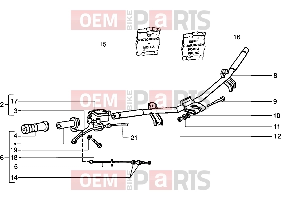 Handlebars » Handlebars component parts - Piaggio NRG MC3