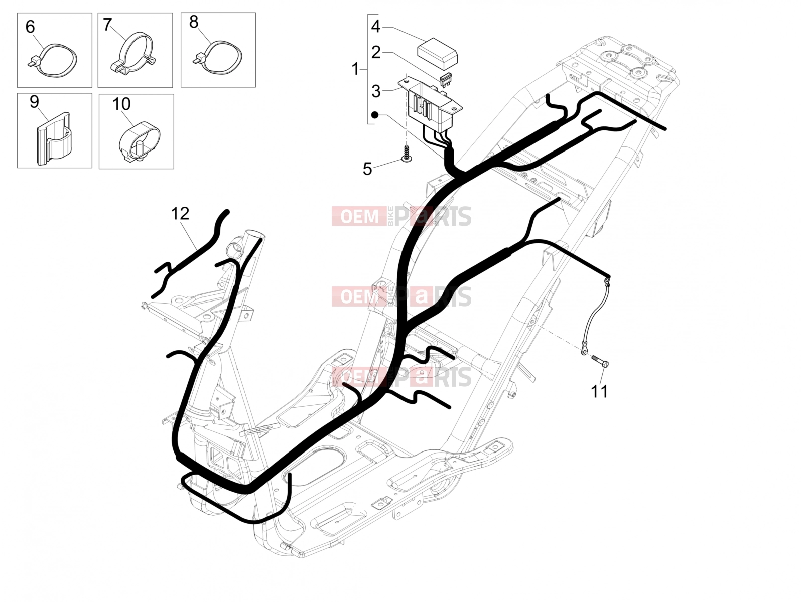 Electrical system » Main cable harness - Piaggio NRG Power DT 2013