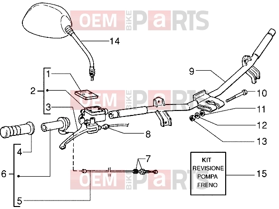 Handlebars » Handlebars component parts - Piaggio Skipper 125