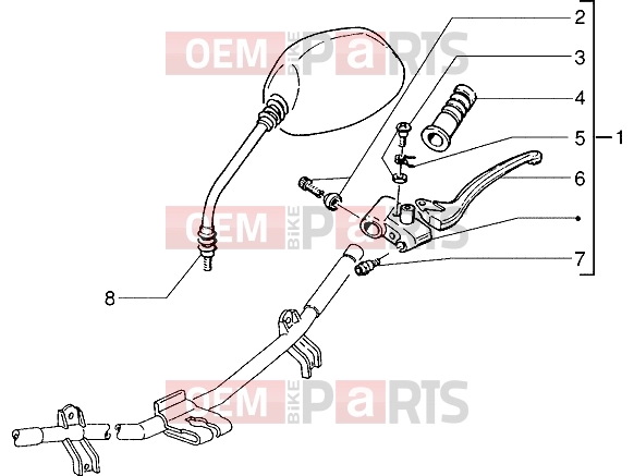 Handlebars » Handlebars component parts - Piaggio Skipper 125
