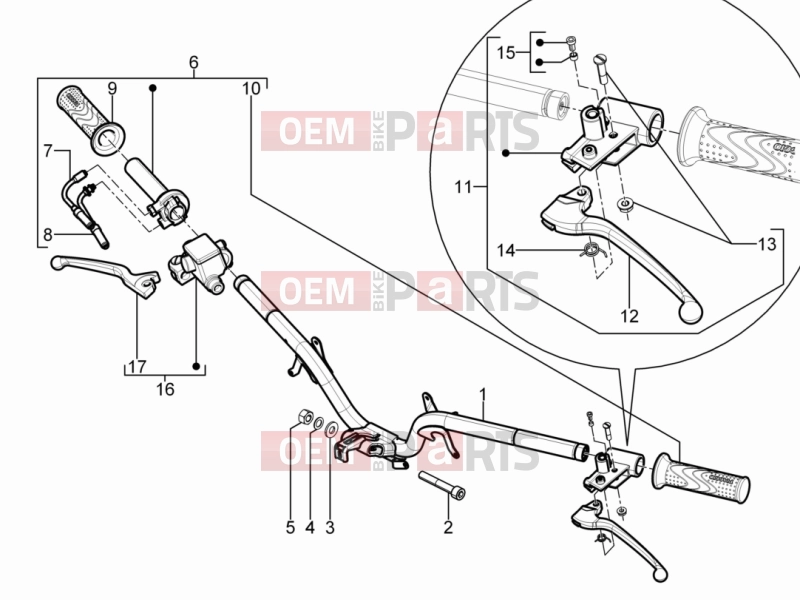 Handlebars/Steering » Handlebars - Master cil. - Piaggio Typhoon 125 4T 2V 2011