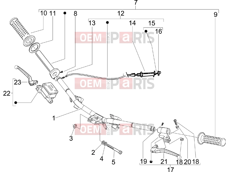 PIAGGIO Typhoon 50 2T Handlebars/Steering » Handlebars - Master cil.