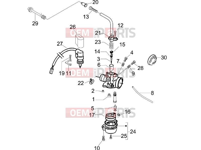 PIAGGIO Typhoon 50 2T Engine » Carburetor's components