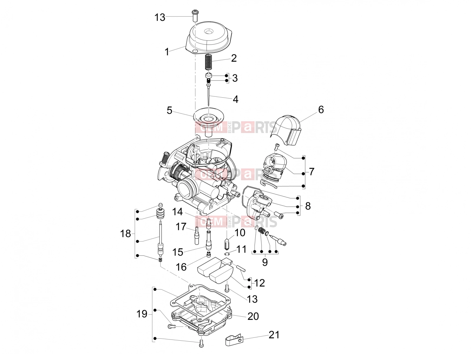 Engine » Carburetor's components - Piaggio Typhoon 50 4T 4V E2 (USA, CA) 2014