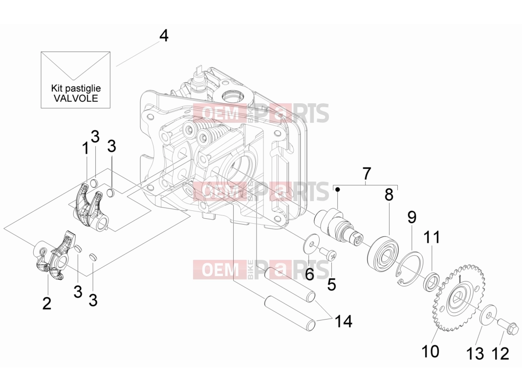 Engine » Rocking levers support unit - Piaggio Typhoon 50 4T 4V E2 (USA, CA) 2016