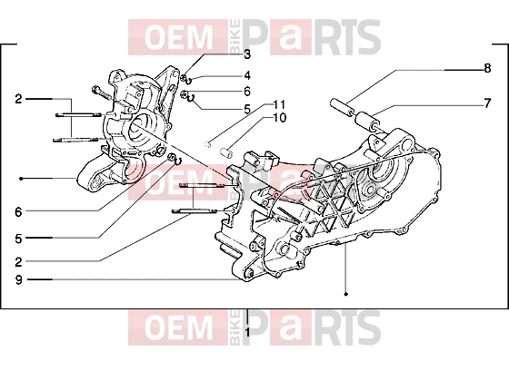 Engine » Crankcase - Piaggio Typhoon 50 XR 2T
