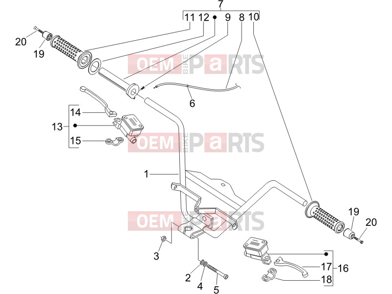 Handlebars/Steering » Handlebars - Master cil. - Piaggio X8 200 2007