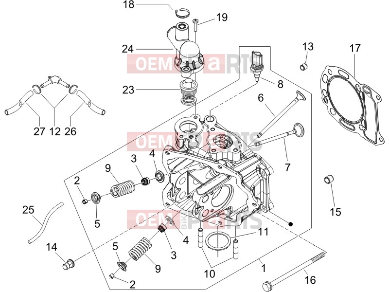 Engine » Head unit - Valve - Piaggio X8 200 2007