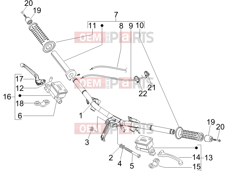 Handlebars/Steering » Handlebars - Master cil. - Piaggio X8 400 ie 2007