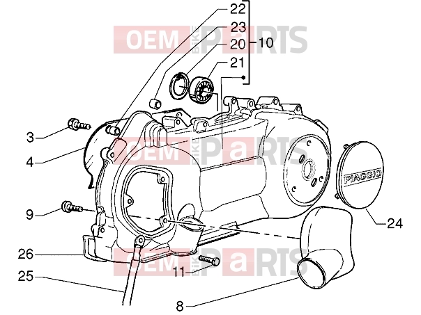 Engine » Crankcase cooling - Piaggio X9 125