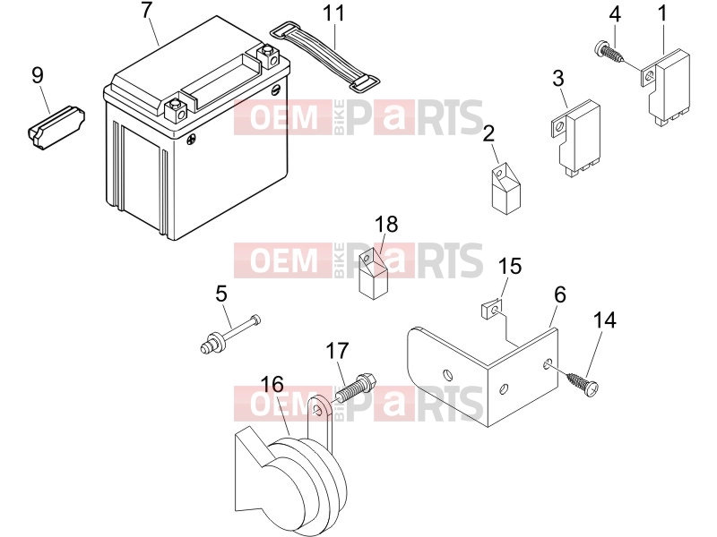 Electrical system » Remote control switches - Battery - Horn - Piaggio X9 125 Evolution 2007