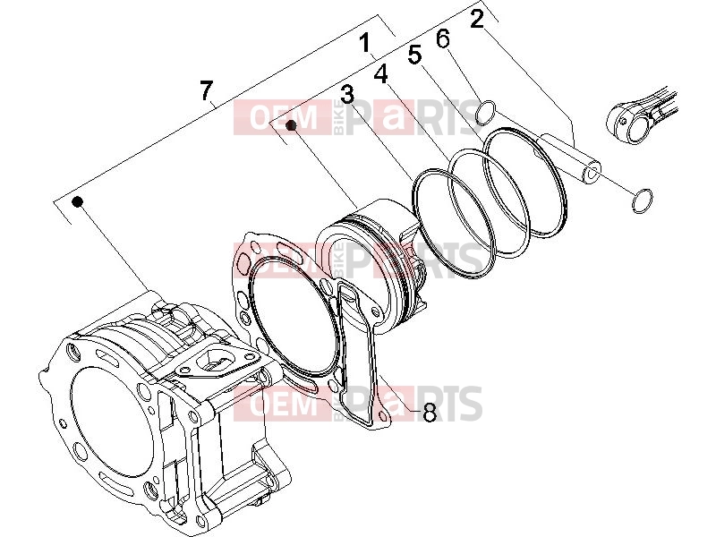 PIAGGIO X9 125 Evolution Engine » Cylinder-piston-wrist pin unit