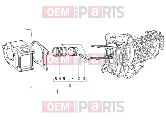 Engine » Cylinder-piston-wrist pin, assy - Piaggio X9 200 Evolution