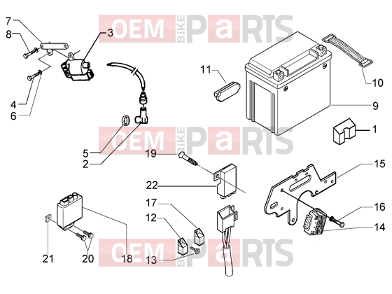 PIAGGIO Electrical system » Electrical device-battery