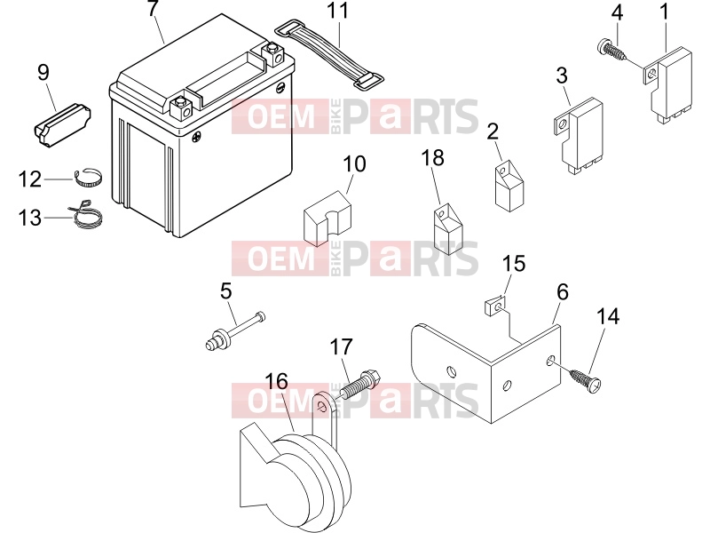 PIAGGIO X9 250 Evolution Electrical system » Remote control switches - Battery - Horn