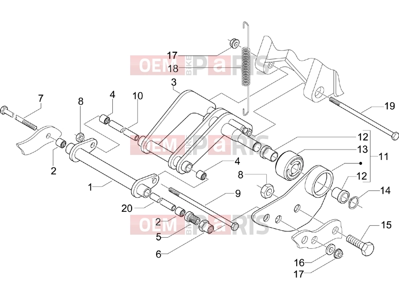 Suspensions - Wheels » Swinging arm - Piaggio X9 250 Evolution 2006